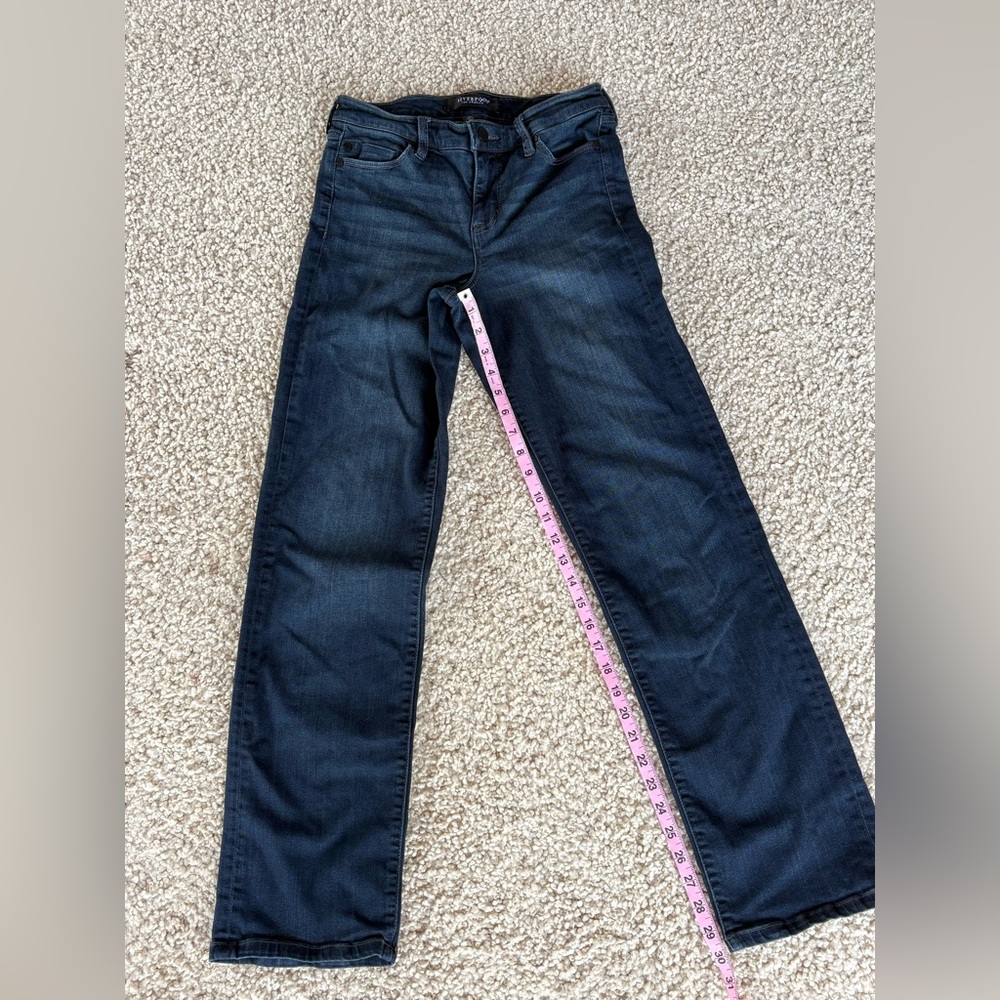 Women’s Liverpool jeans “Kennedy Straight” fit in dark wash.